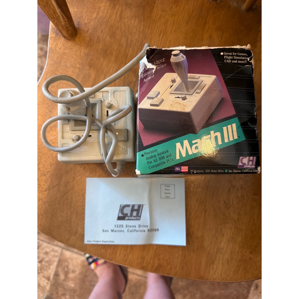 CH Products Mach III Vintage Analog Joystick IBM PC Apple II Boxed Grey